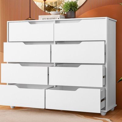 Comoda Doble 8 Gavetas Quarto Branco Com Freijo Vistas Flex - Albatroz