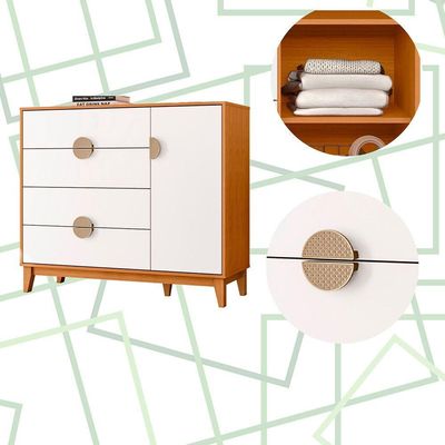 Comoda Sapateira Ipe 4 Gaveira Quartos Cinamomo Com Branco - Albatroz