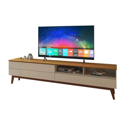 Rack Para Tv Wall 1.8 Off White Com Nature - Moveisaqui