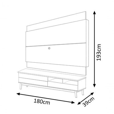 Rack Com Painel Wall 1.8 Off White Com Nature - Moveisaqui