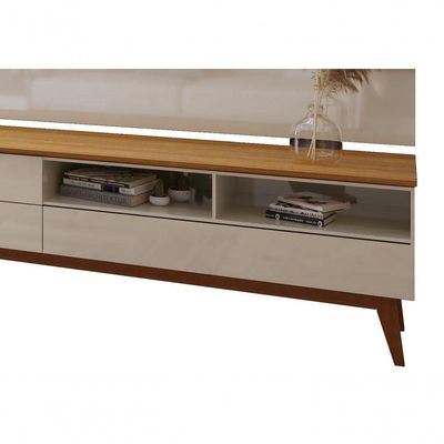 Rack Com Painel Wall 1.8 Off White Com Nature - Moveisaqui