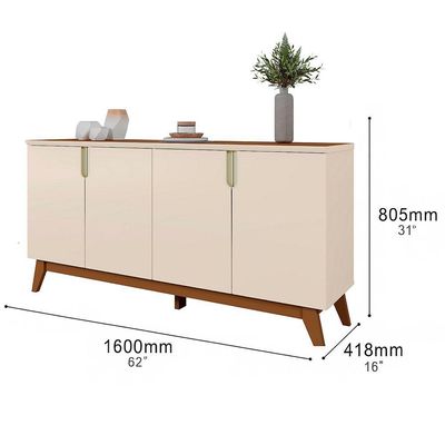 Balcão Buffet Bancada Sala Jantar Recife Off White Com Amendoa