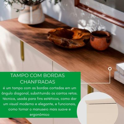 Balcão Buffet Bancada Sala Jantar Recife Off White Com Amendoa