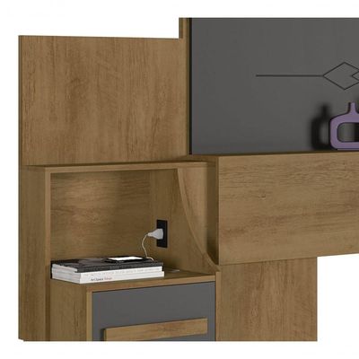 Cabeceira De Casal Extensível Síria Cinamomo Com Grafite - Rv Móveis