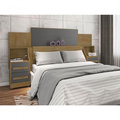Cabeceira De Casal Extensível Síria Cinamomo Com Grafite - Rv Móveis