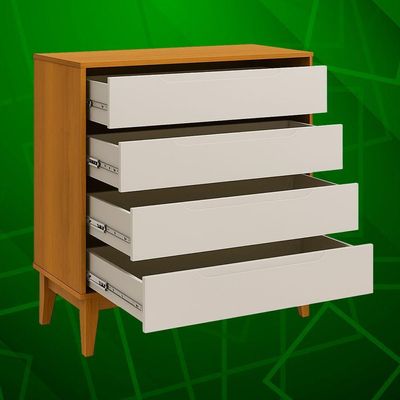 Comoda Gaveteira Elfe Classic 4 Gavetas Areia Fosco Com Savana - Moveisaqui