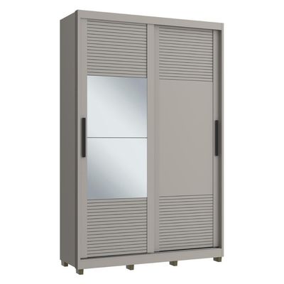 Guarda-roupa Solteiro Com Espelho 2 Portas Correr 3 Gavetas 150cm Multimóveis Cr35399 Cinza