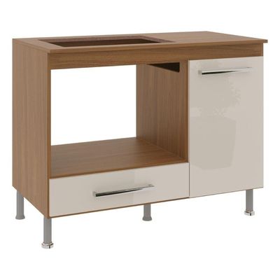 Balcão De Cozinha Para Cooktop/forno 105cm Com Tampo 1 Porta Multimóveis Cr20498 Freijó/off White