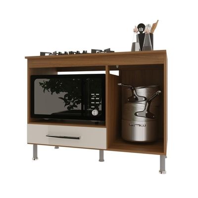 Balcão De Cozinha Para Cooktop/forno 105cm Com Tampo 1 Porta Multimóveis Cr20498 Freijó/off White