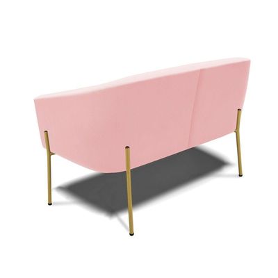 Sofá Namoradeira 2 Lugares Pé De Ferro Dourado Stella Suede D03 - D'rossi Cor Rosa Bebê