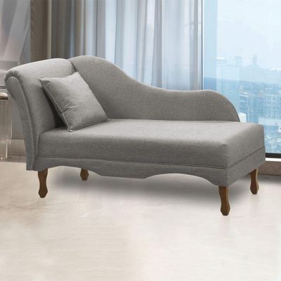 Divã Recamier Pés Retrô Medelin 150cm Linho E03 - D'rossi Cinza