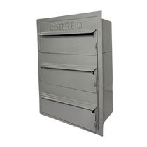 Caixa De Correios Cinza E Preta 3 Módulos Tamanho 15x25x36cm Aço Cinza