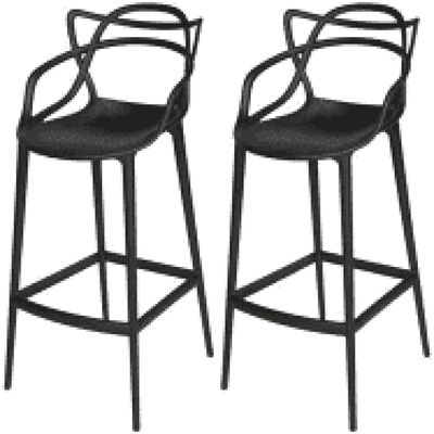 Kit com 2 Banqueta Allegra Masters 100% Polipropileno Preta