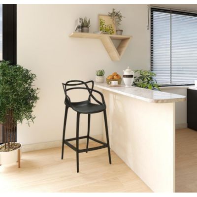 Kit com 2 Banqueta Allegra Masters 100% Polipropileno Preta
