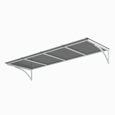 Toldo Fixo Policarbonato Alveolar Fume - 2,50m X 1,50m - Estrutura Branca