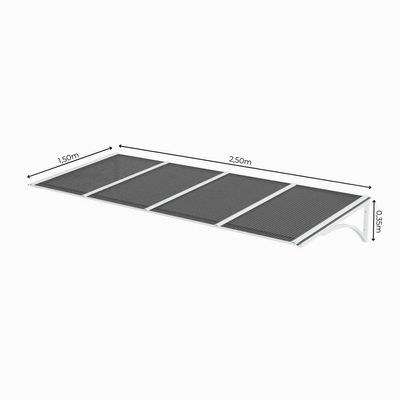 Toldo Fixo Policarbonato Alveolar Fume - 2,50m X 1,50m - Estrutura Branca