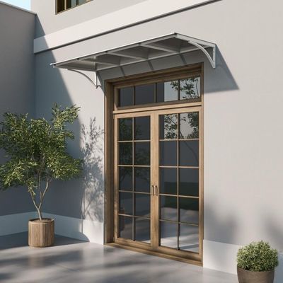 Toldo Fixo Policarbonato Alveolar Fume - 2,50m X 1,50m - Estrutura Branca