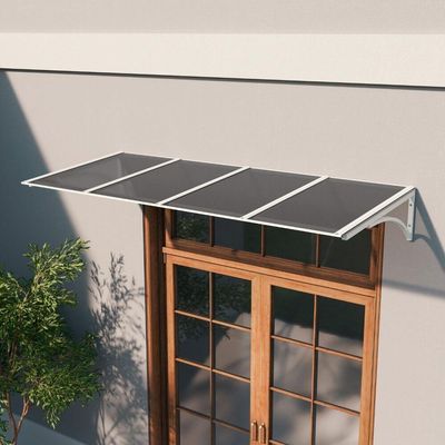 Toldo Fixo Policarbonato Alveolar Fume - 2,50m X 1,50m - Estrutura Branca
