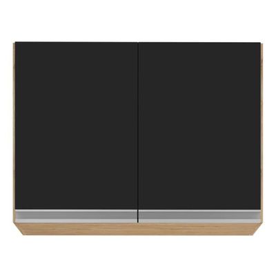 Armário Aéreo 80cm 2 Portas Califórnia Castanho/preto - Lumil Móveis