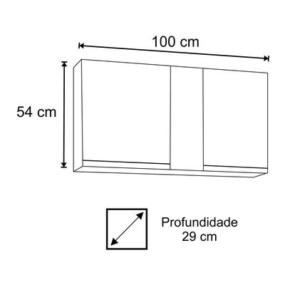 Armário Aéreo 100cm 2 Portas Indiana Castanho/preto - Lumil Móveis