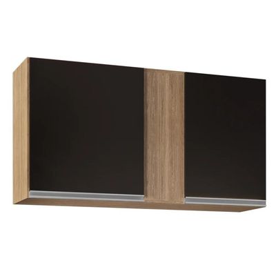 Armário Aéreo 100cm 2 Portas Indiana Castanho/preto - Lumil Móveis