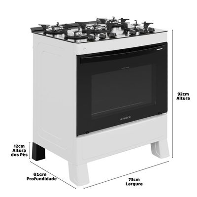 Fogão 5 Bocas A Gás Premium Glass Realce CR230 Branco Bivolt
