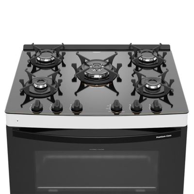 Fogão 5 Bocas A Gás Premium Glass Realce CR230 Branco Bivolt