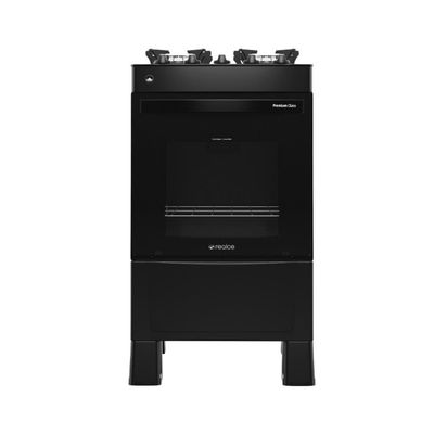 Fogão 4 Bocas A Gás Bivolt Premium Glass Realce Cr228 Preto Preto