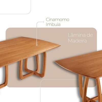 Mesa Para Sala De Jantar Flora 180cm Tampo Barril Laminado Cinamomo Imbuia