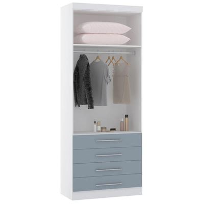 Guarda Roupa Modulado 90cm 2 Portas 4 Gavetas Taiga Branco/grey L01 - Mpozenato