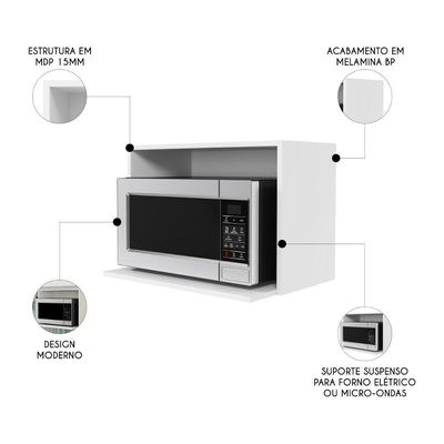Suporte Microondas E Forno Elétrico Aéreo 60cm Itália Branco - Lumil