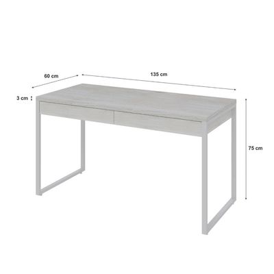Mesa Office 135x60x75cm C-02 Gavetas Kuadra Snow - Est.branca