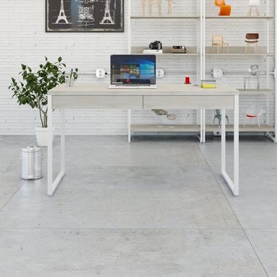 Mesa Office 135x60x75cm C-02 Gavetas Kuadra Snow - Est.branca