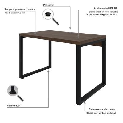 Mesa Operacional 120x70x75cm Yon - Nogueira-est.preta Nogueira-est.preta
