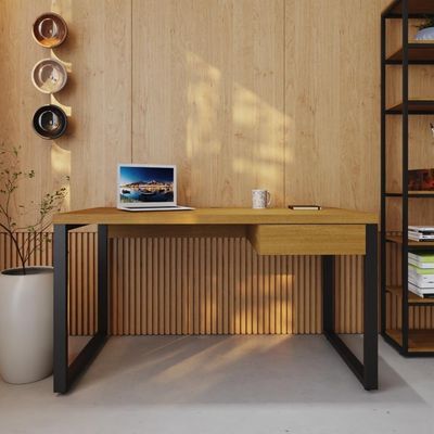 Mesa Operacional C-01gav. 135x70x75cm Yon - Acácia Mel-est.preta Acácia Mel-est.preta