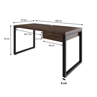 Mesa Diretor C-01 Gav. 150x70x75cm Yon - Nogueira-est.preta Nogueira-est.preta