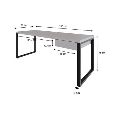 Mesa Presidente C-01 Gav. 190x70x75cm Yon - Off White-est.preta Off White-est.preta