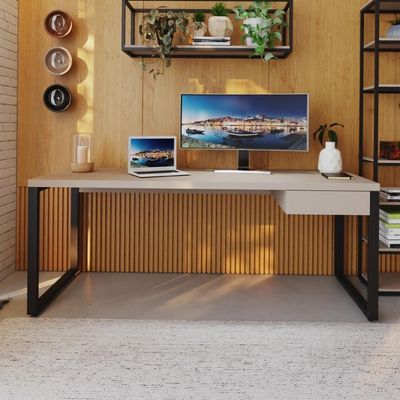 Mesa Presidente C-01 Gav. 190x70x75cm Yon - Off White-est.preta Off White-est.preta