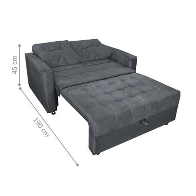 Sofá Cama Para Sala De Estar Cross Veludo Chumbo