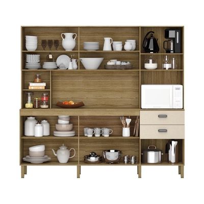 Armário de Cozinha Compacta Toronto 10 Portas 2 Gavetas MDF Freijó Vanilla