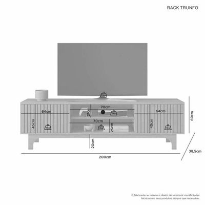 Rack para TV Trunfo 70 Polegadas MDF Portas de Correr Amadeirado