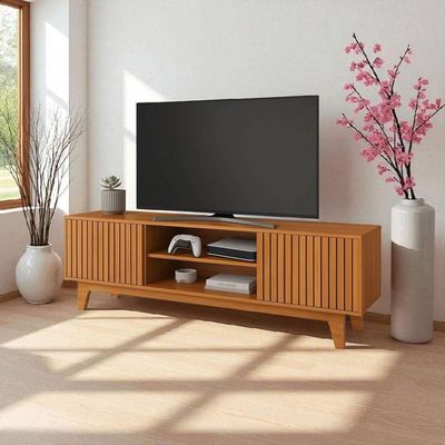 Rack para TV Trunfo 70 Polegadas MDF Portas de Correr Amadeirado