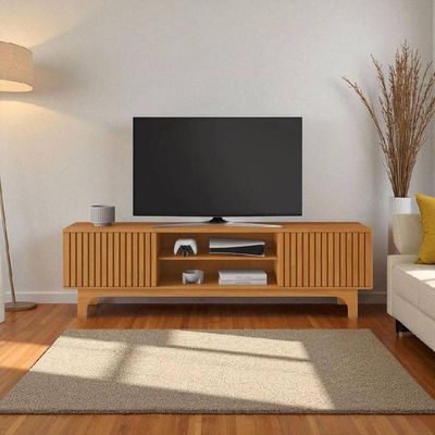 Rack para TV Trunfo 70 Polegadas MDF Portas de Correr Amadeirado
