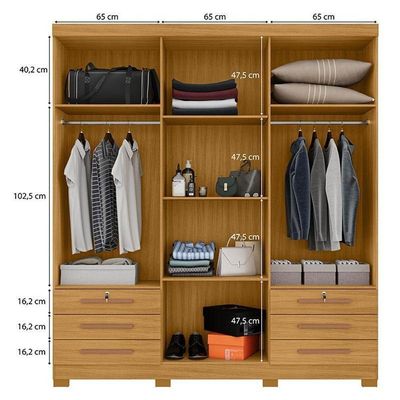 Cômoda 4 Gavetas New E Guarda Roupa Casal Londres Carvalho Americano Tx -incorplac