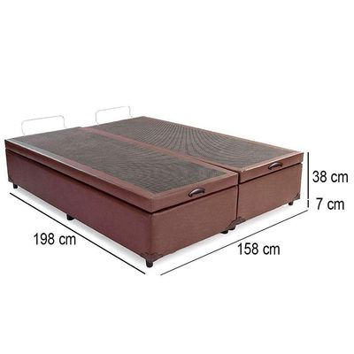 Cama Box Baú Queen Bipartido Sintético Mega Cama Marrom 158x198x45cm