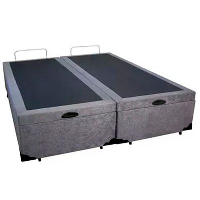 Cama Box Baú Casal Bipartido Suede Mega Cama Cinza 138x188x45cm