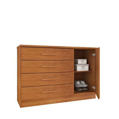 Cômoda Para Quarto Ripada 1 Portas 4 Gavetas - Barcelona-cinamomo - Tcil Móveis