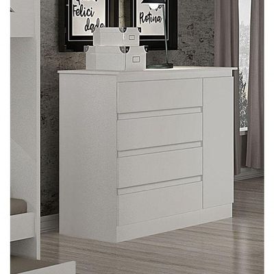 Cômoda Para Quarto Com Sapateira 4 Gavetas - 045-neve - Star Móveis