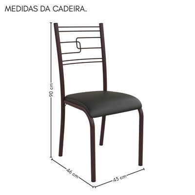 Conjunto Sala De Jantar Ella 90cm 4 Cad Marrom C- Preto