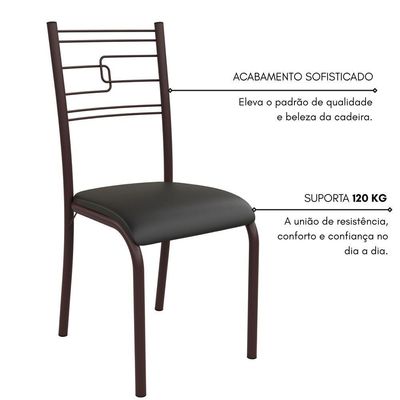 Conjunto Sala De Jantar Ella 90cm 4 Cad Marrom C- Preto